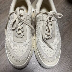 Dolce Vita Cream Textured Sneakers with Moccasin Design